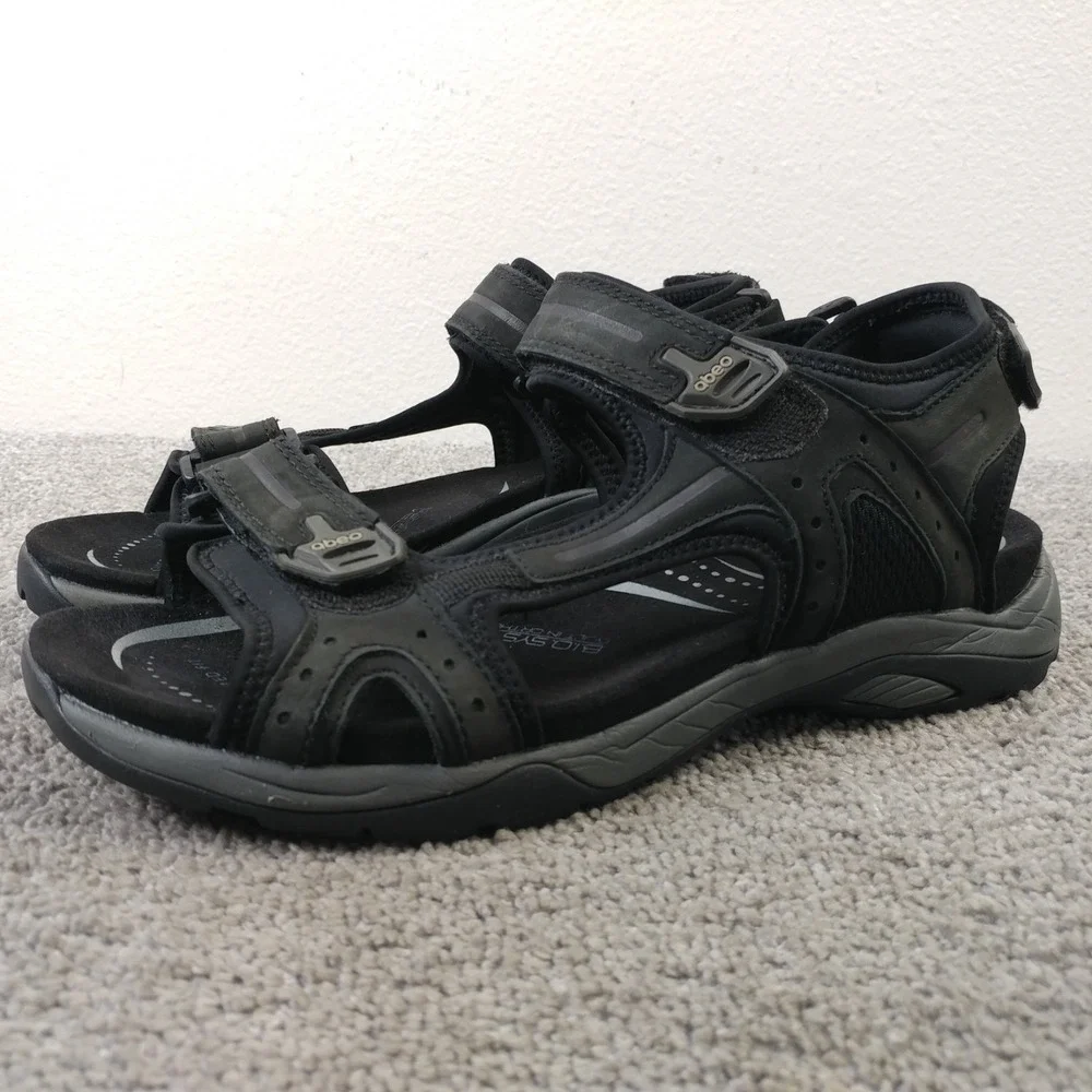 ABEO B.I.O. System Cayucos Mens Size 9 N Sandals Black Leather Hiking Trail Shoe